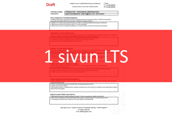 Yhden sivun liiketoimintasuunnitelma (LTS)